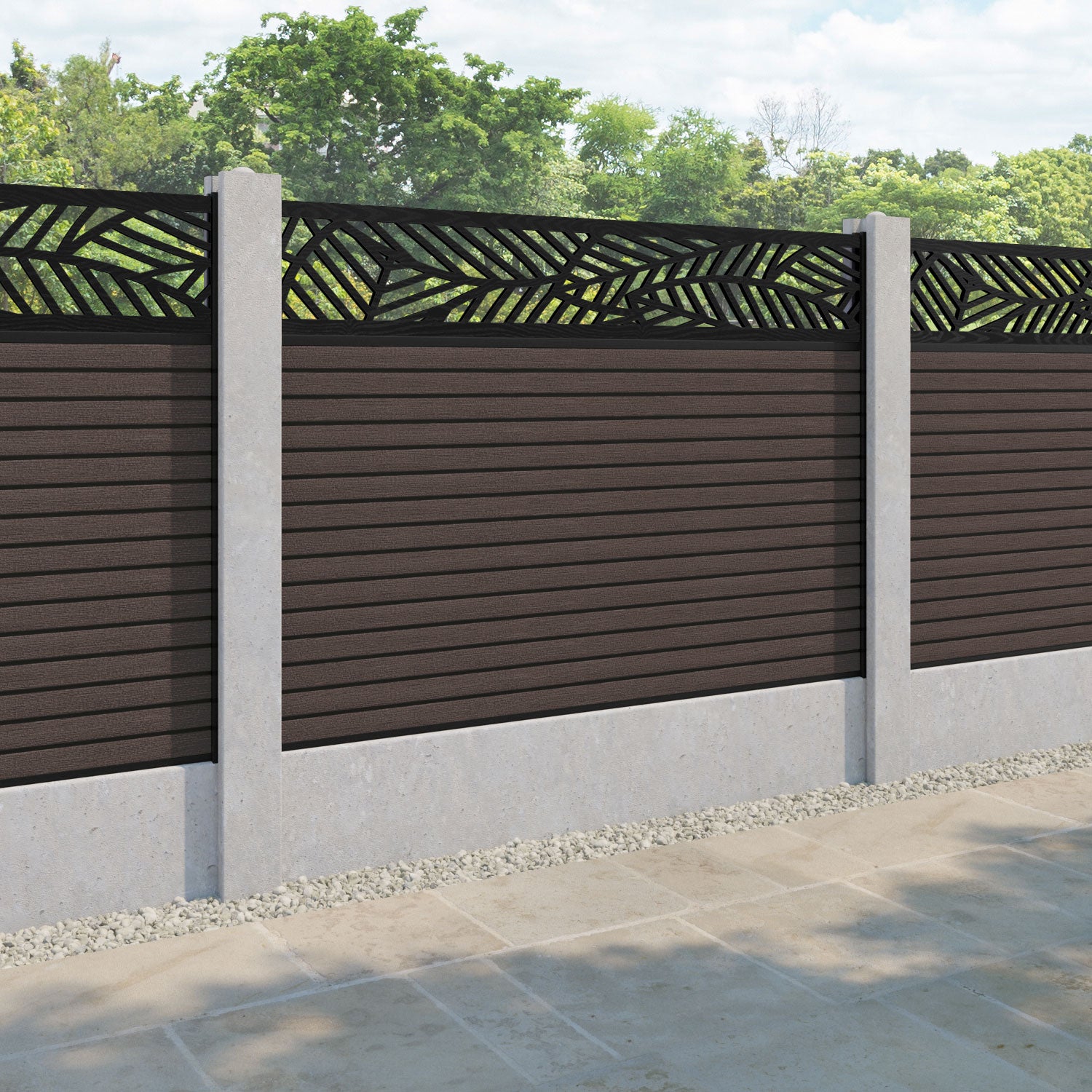 Hudson Habitat Fence Panel - Mid Brown - for existing concrete posts
