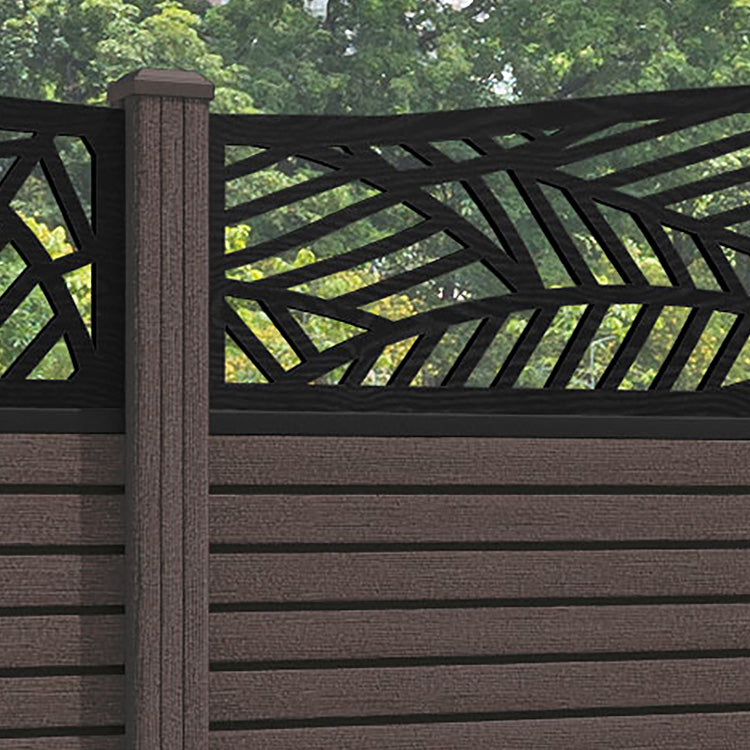 Hudson Habitat Curved Top Fence Panel - Mid Brown - with our composite posts