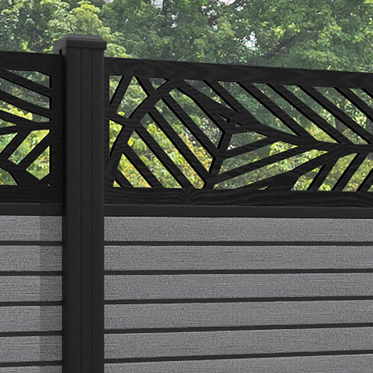 Hudson Habitat Fence Panel - Mid Grey - with our aluminium posts