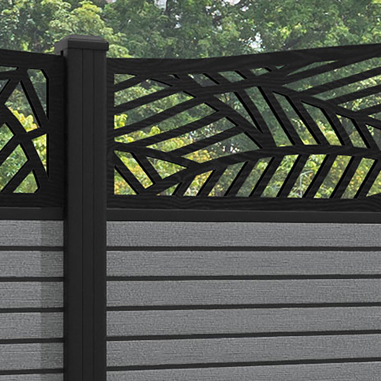 Hudson Habitat Curved Top Fence Panel - Mid Grey - with our aluminium posts