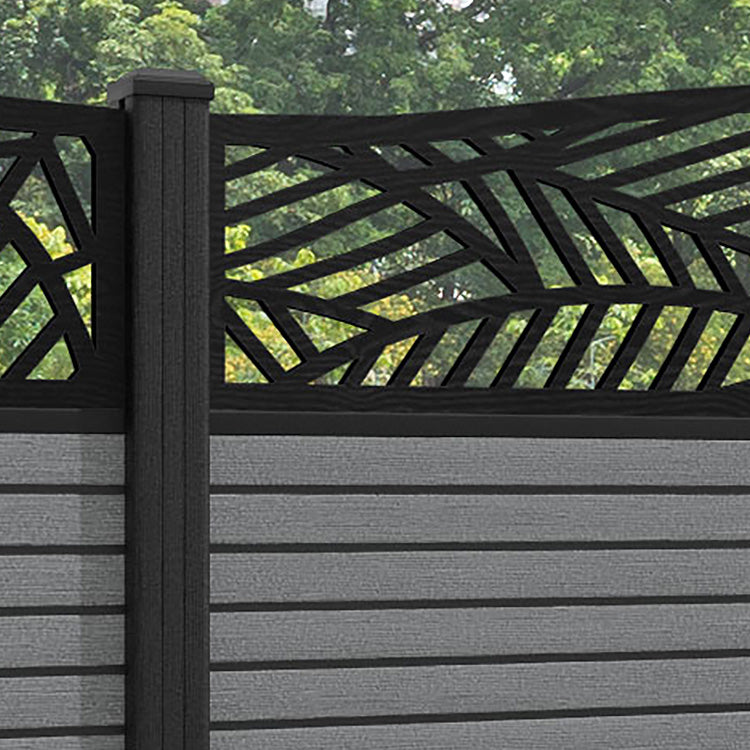 Hudson Habitat Curved Top Fence Panel - Mid Grey - with our composite posts