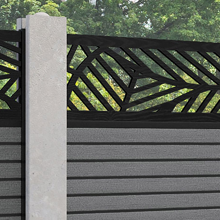 Hudson Habitat Fence Panel - Mid Grey - for existing concrete posts