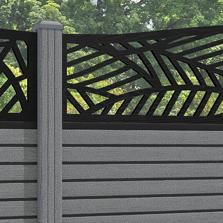 Hudson Habitat Curved Top Fence Panel - Mid Grey - with our composite posts