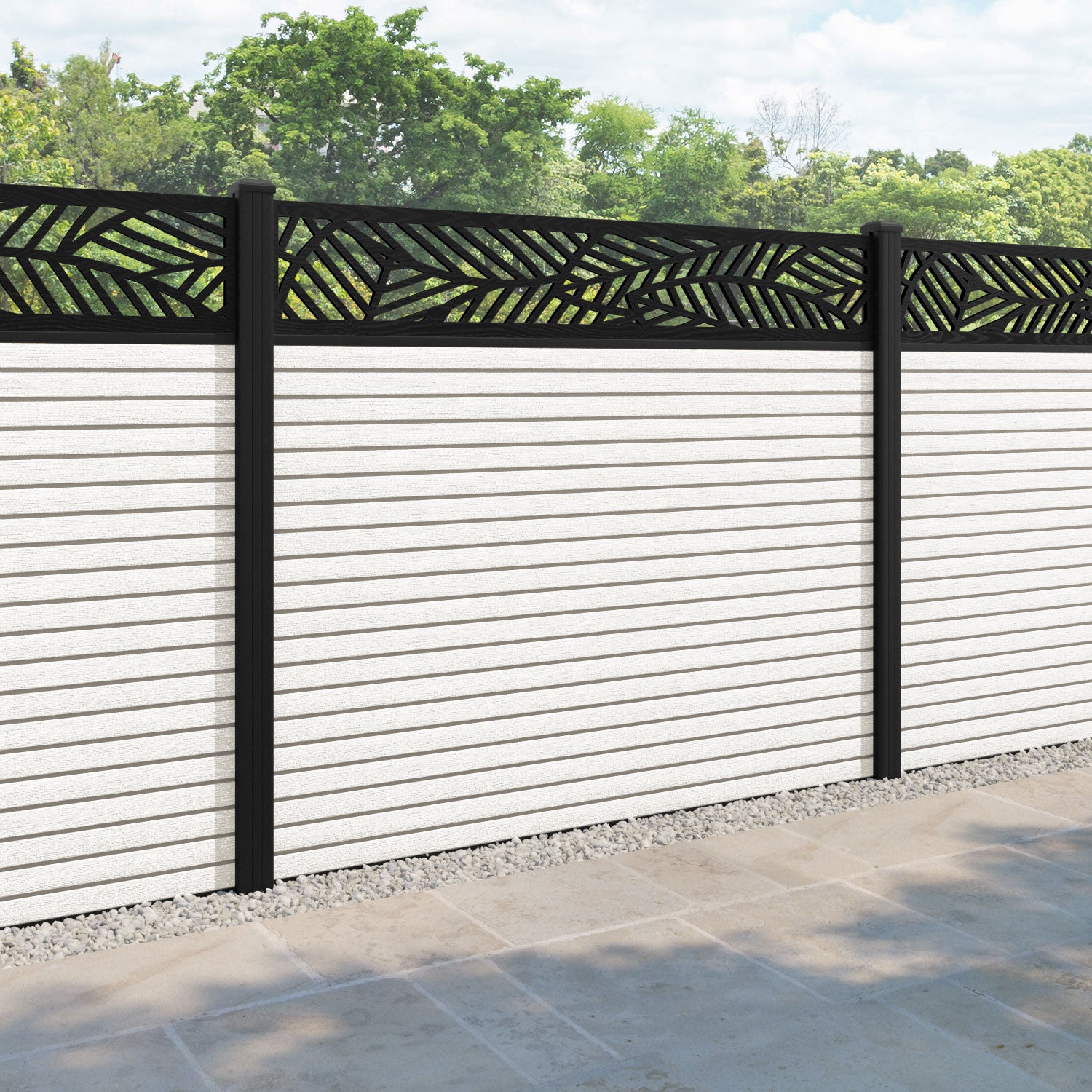 Hudson Habitat Fence Panel - Light Stone - with our aluminium posts