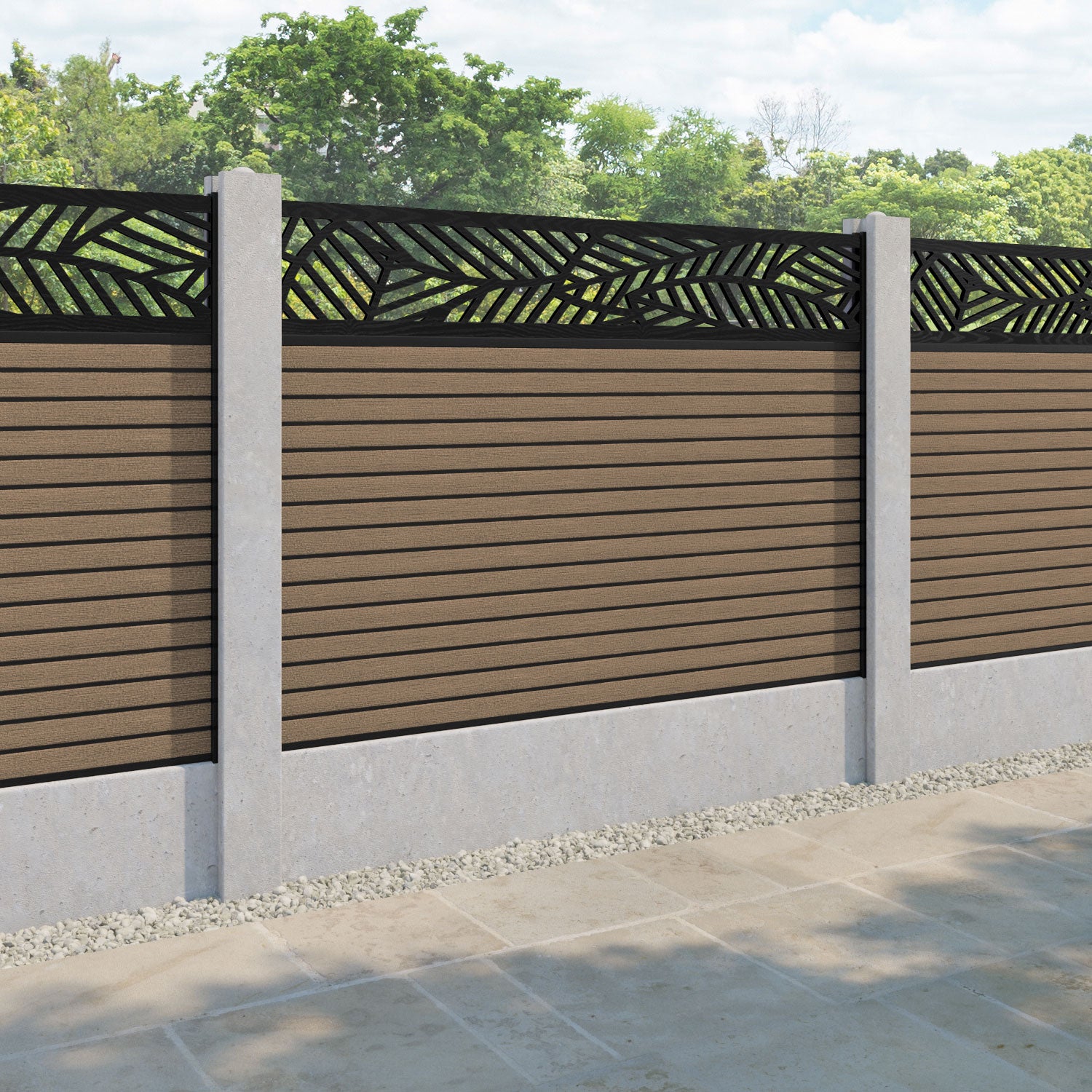 Hudson Habitat Fence Panel - Teak  - for existing concrete posts