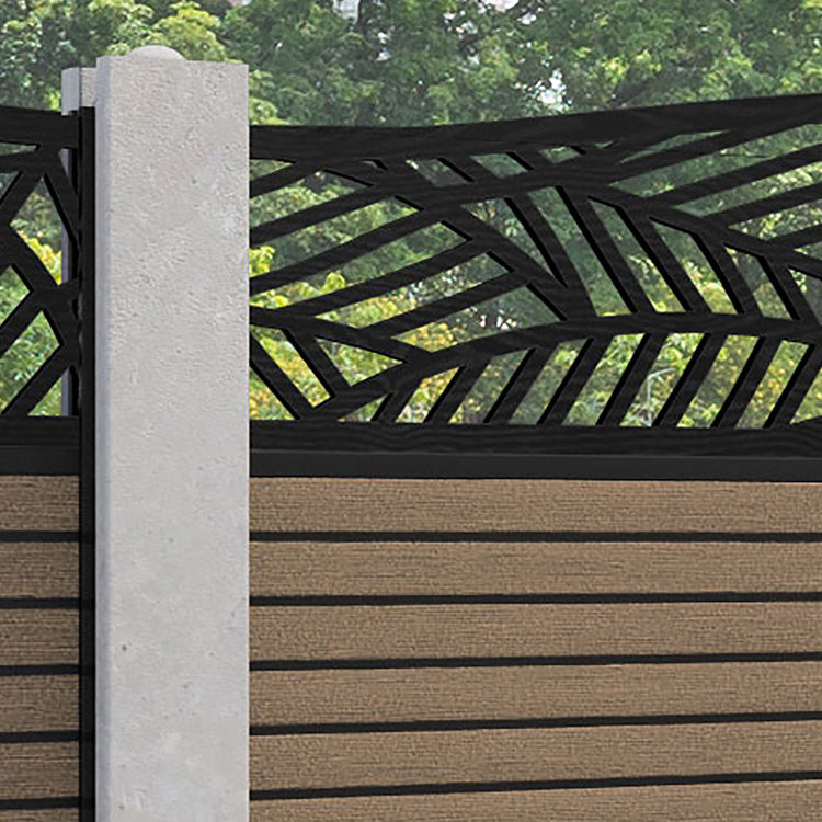 Hudson Habitat Curved Top Fence Panel - Teak  - for existing concrete posts