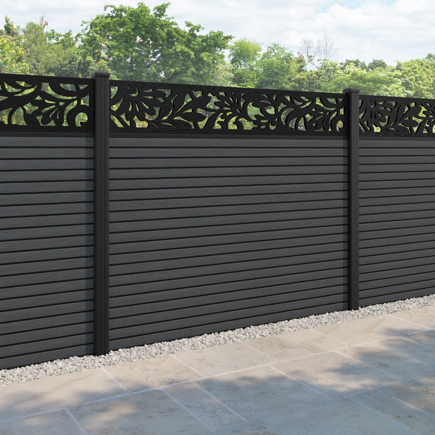 Hudson Heritage Fence Panel - Dark Grey - with our composite posts