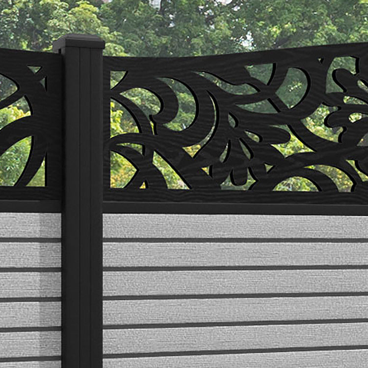 Hudson Heritage Curved Top Fence Panel - Light Grey - with our aluminium posts