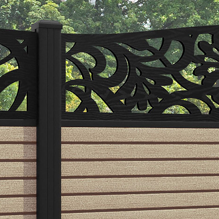 Hudson Heritage Curved Top Fence Panel - Light Oak - with our aluminium posts