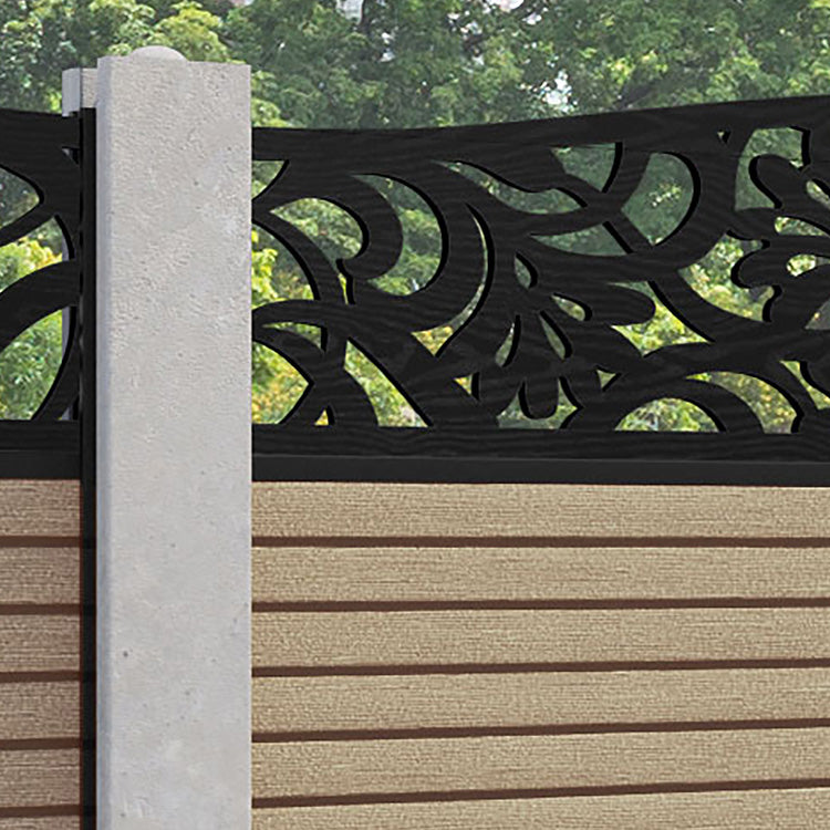 Hudson Heritage Curved Top Fence Panel - Light Oak - for existing concrete posts