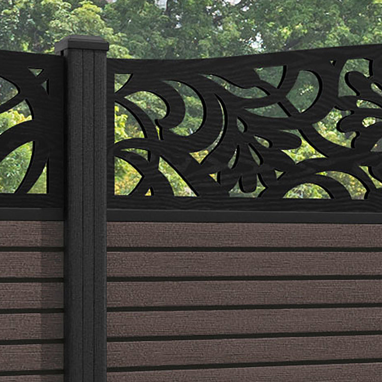 Hudson Heritage Curved Top Fence Panel - Mid Brown - with our composite posts