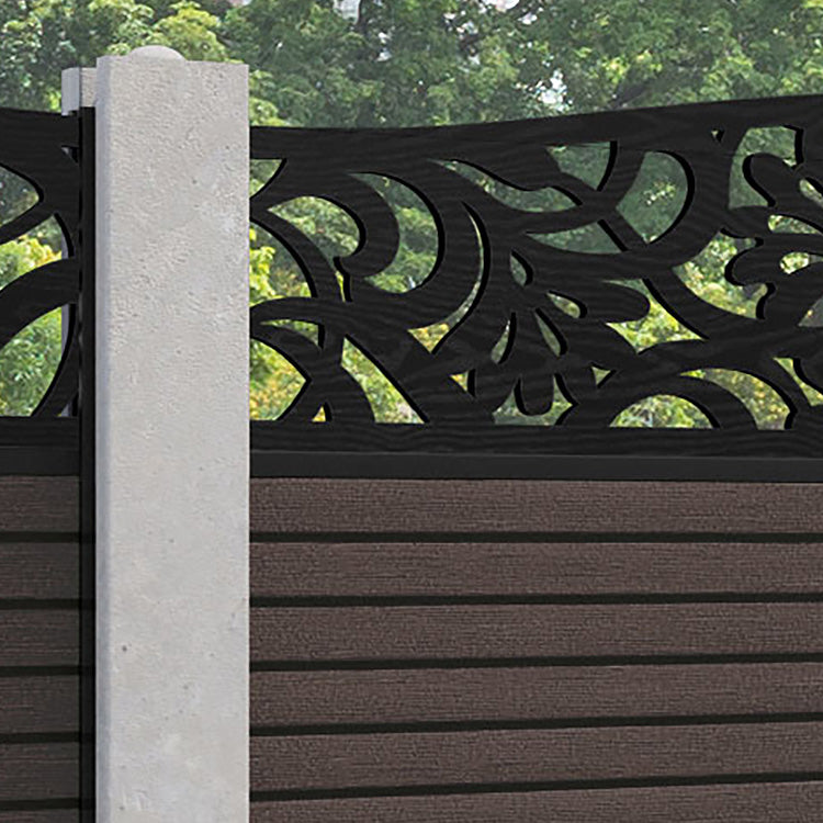 Hudson Heritage Curved Top Fence Panel - Mid Brown - for existing concrete posts