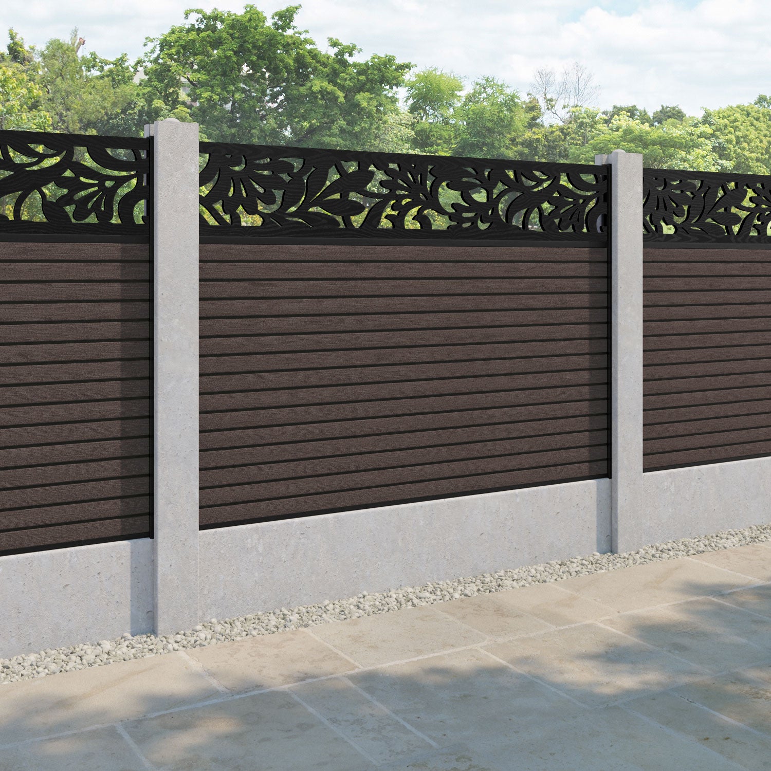 Hudson Heritage Fence Panel - Mid Brown - for existing concrete posts