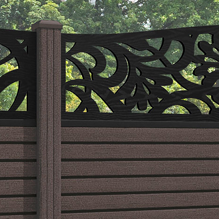 Hudson Heritage Curved Top Fence Panel - Mid Brown - with our composite posts