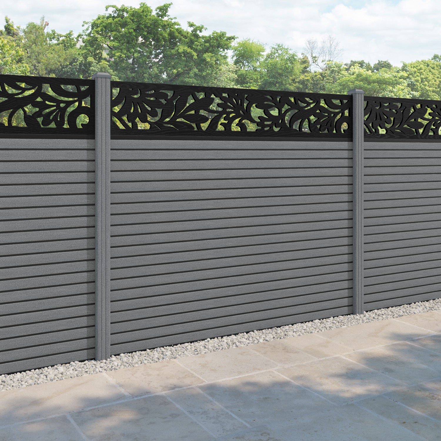 Hudson Heritage Fence Panel - Mid Grey - with our composite posts