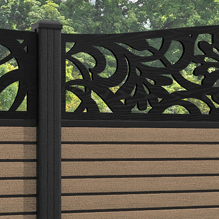 Hudson Heritage Curved Top Fence Panel - Teak - with our composite posts