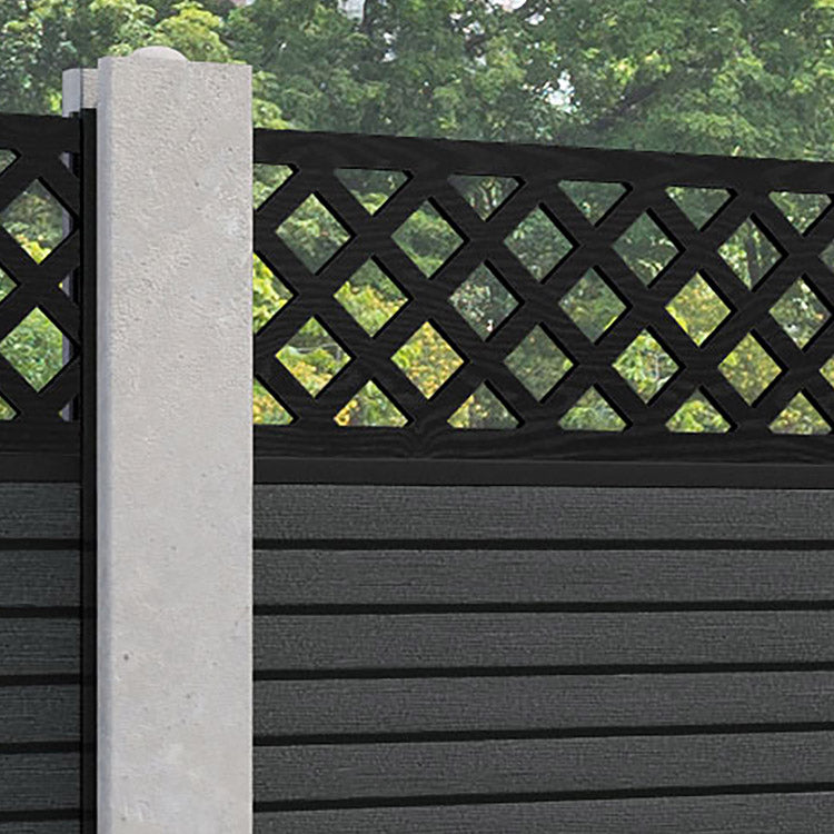 Hudson Hive Fence Panel - Dark Grey - for existing concrete posts