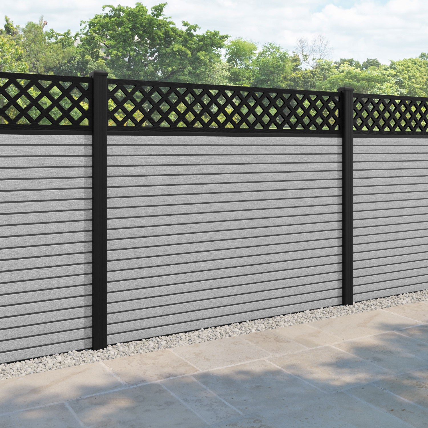 Hudson Hive Fence Panel - Light Grey - with our aluminium posts