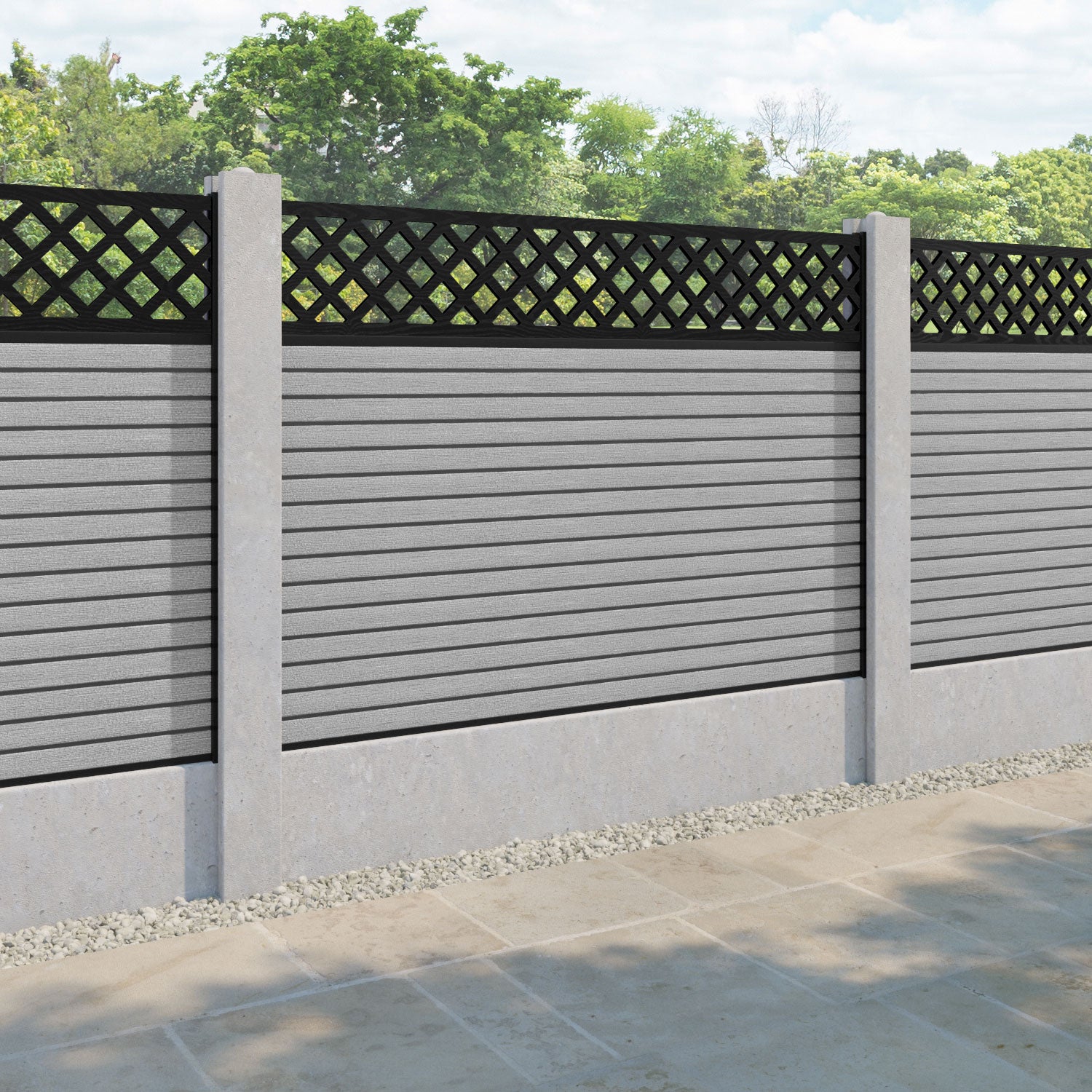 Hudson Hive Fence Panel - Light Grey - for existing concrete posts