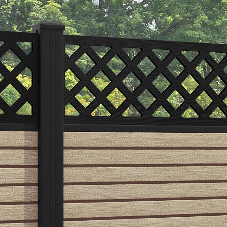 Hudson Hive Fence Panel - Light Oak - with our aluminium posts