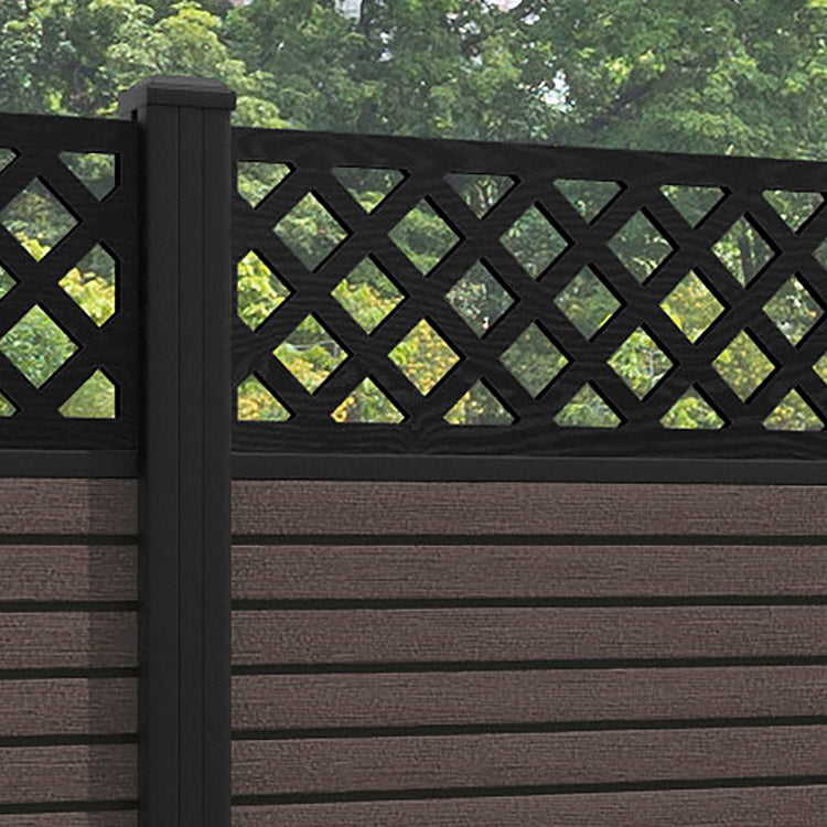Hudson Hive Fence Panel - Mid Brown - with our aluminium posts