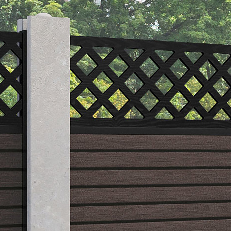 Hudson Hive Fence Panel - Mid Brown - for existing concrete posts