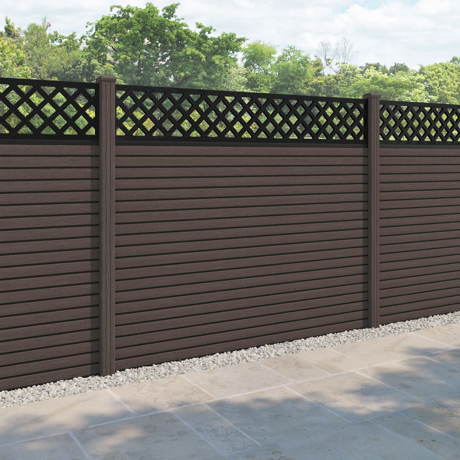 Hudson Hive Fence Panel - Mid Brown - with our composite posts