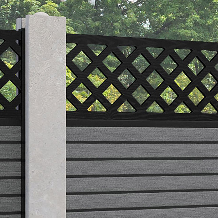 Hudson Hive Fence Panel - Mid Grey - for existing concrete posts