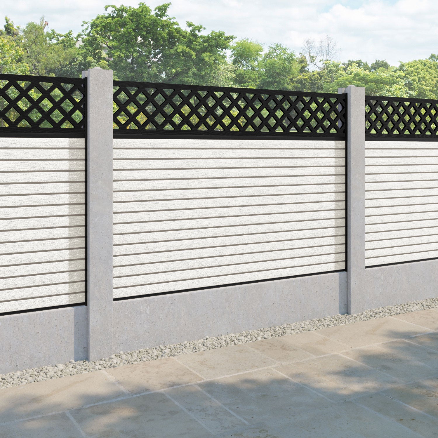Hudson Hive Fence Panel - Light Stone - for existing concrete posts