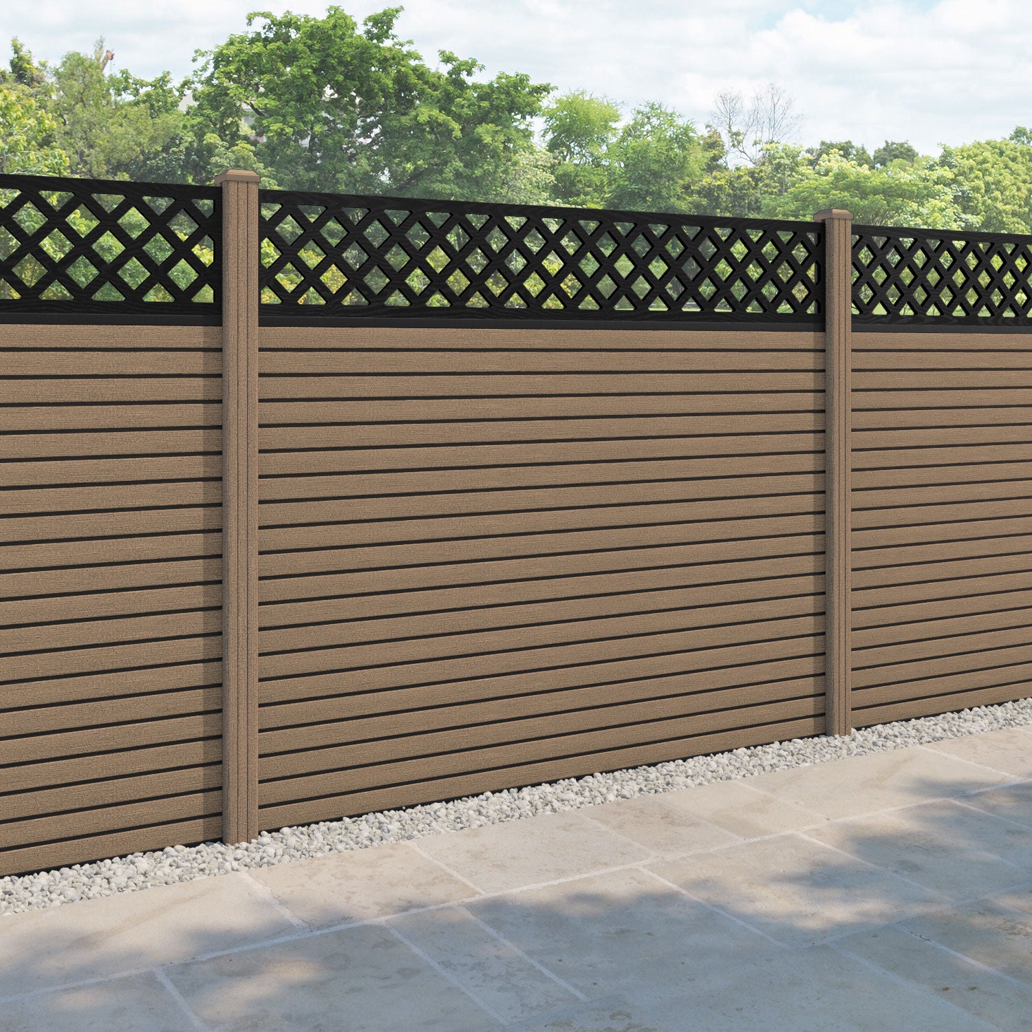 Hudson Hive Fence Panel - Teak - with our composite posts
