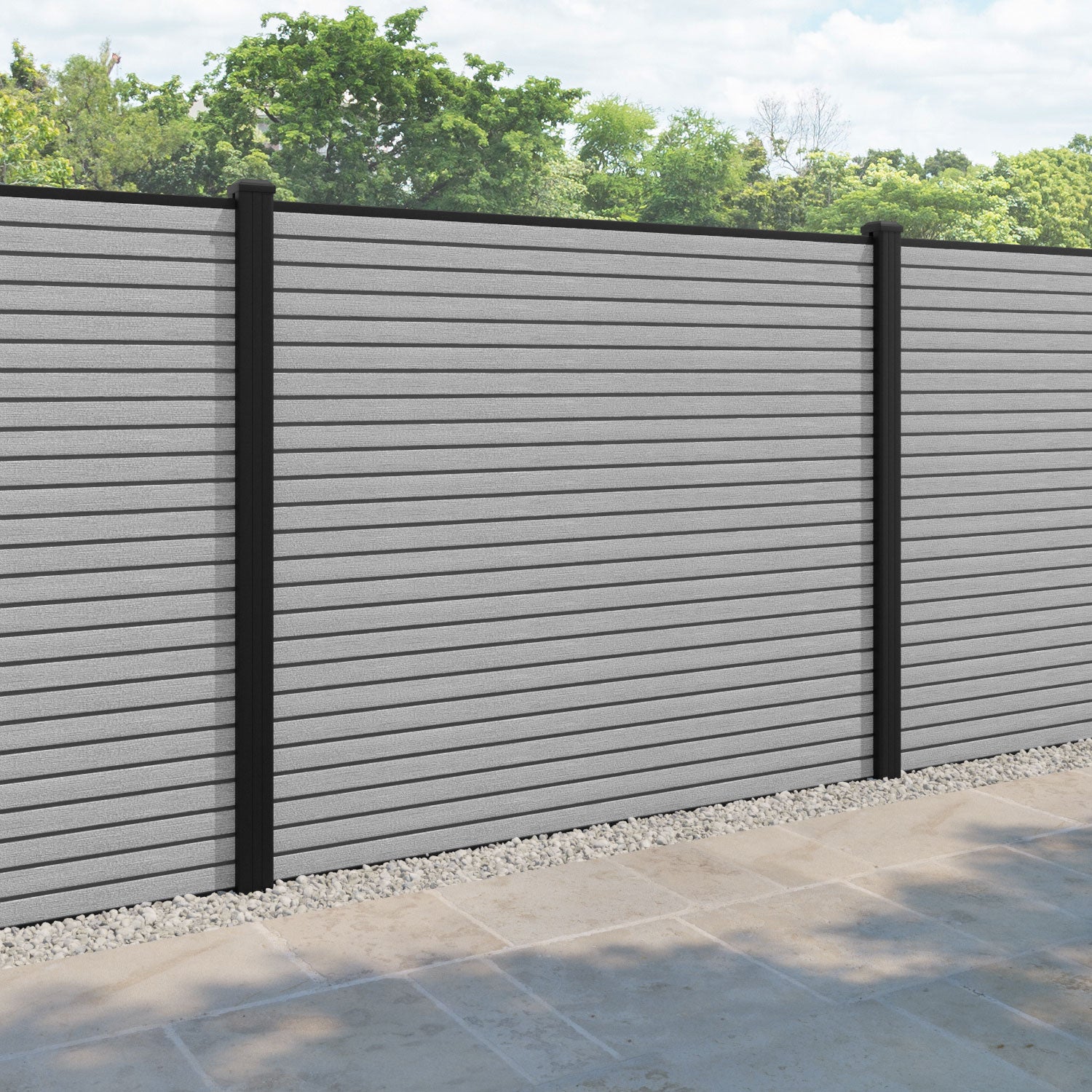 Hudson Fence Panel - Light grey - with our aluminium posts