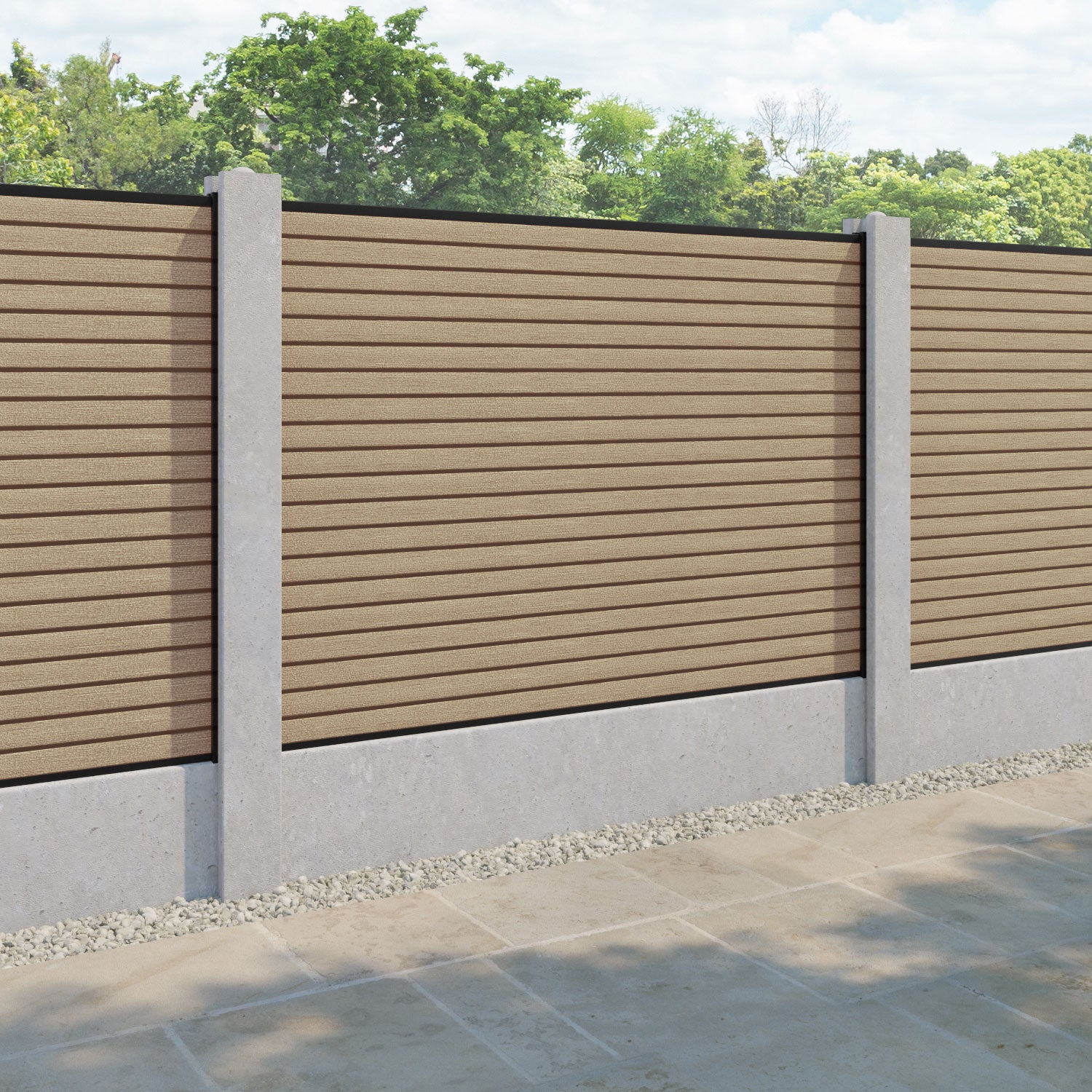 Hudson Fence Panel - Light Oak - for existing concrete posts