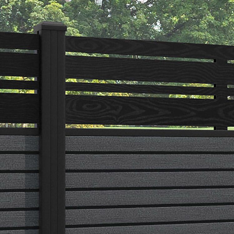 Hudson Linea Fence Panel - Dark Grey - with our aluminium posts