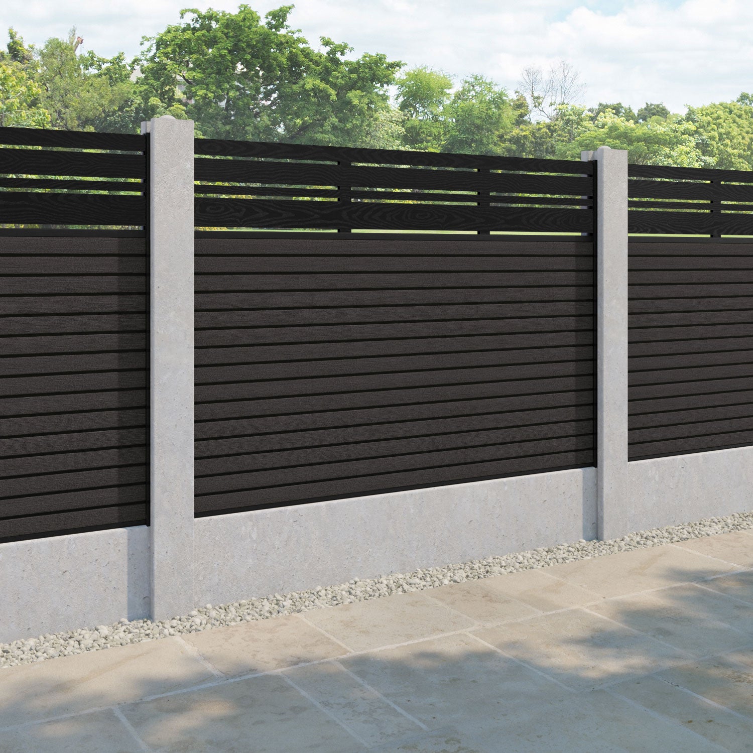 Hudson Linea Fence Panel - Dark Oak - for existing concrete posts