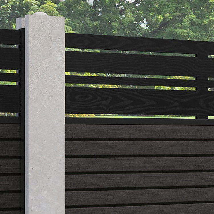 Hudson Linea Fence Panel - Dark Oak - for existing concrete posts