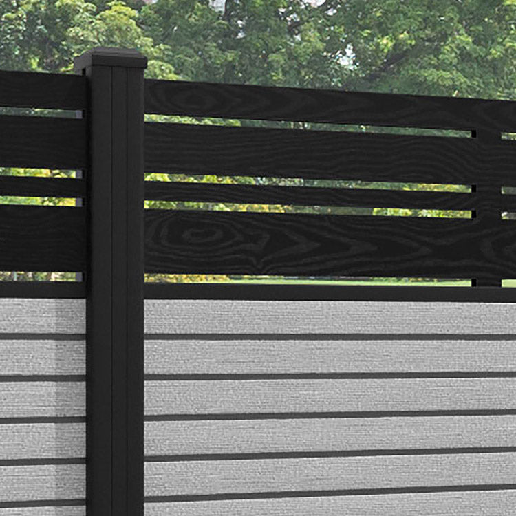 Hudson Linea Fence Panel - Light Grey - with our aluminium posts
