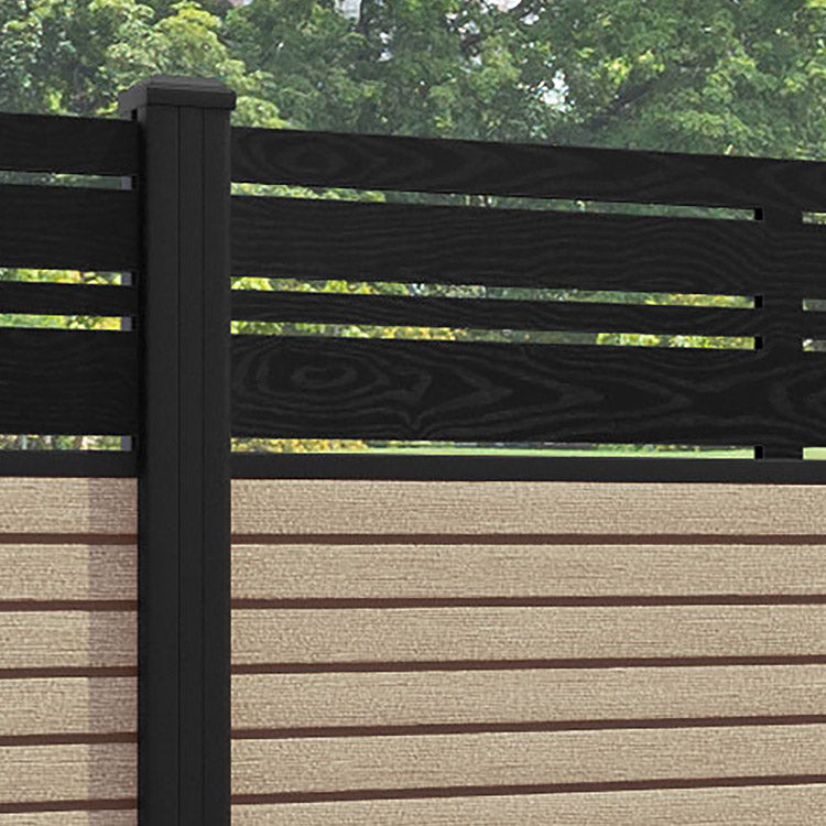 Hudson Linea Fence Panel - Light Oak - with our aluminium posts