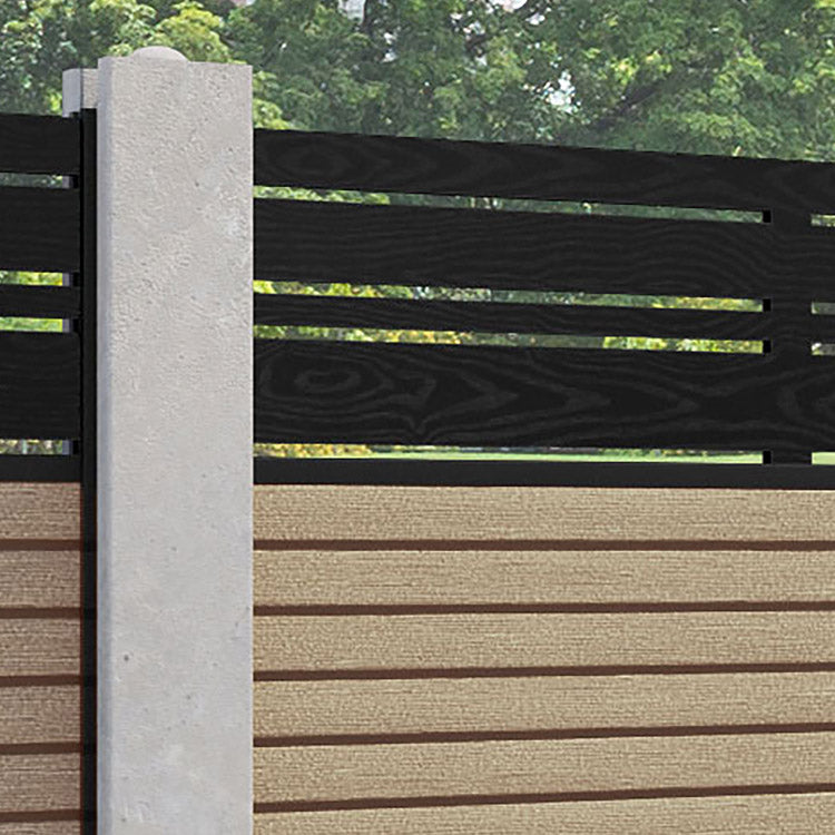 Hudson Linea Fence Panel - Light Oak - for existing concrete posts
