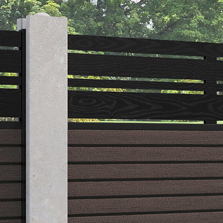 Hudson Linea Fence Panel - Mid Brown - for existing concrete posts