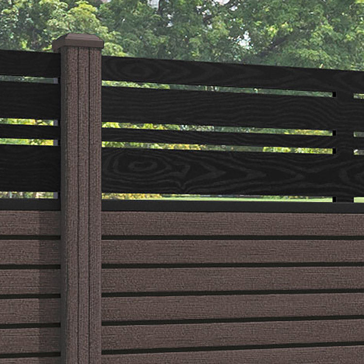 Hudson Linea Fence Panel - Mid Brown - with our composite posts