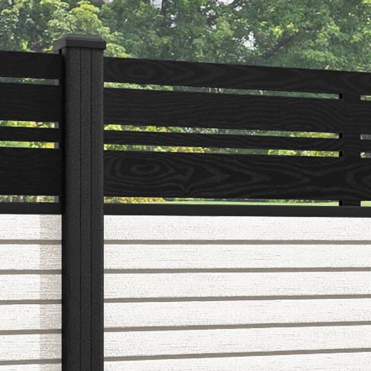 Hudson Linea Fence Panel - Light Stone - with our composite posts