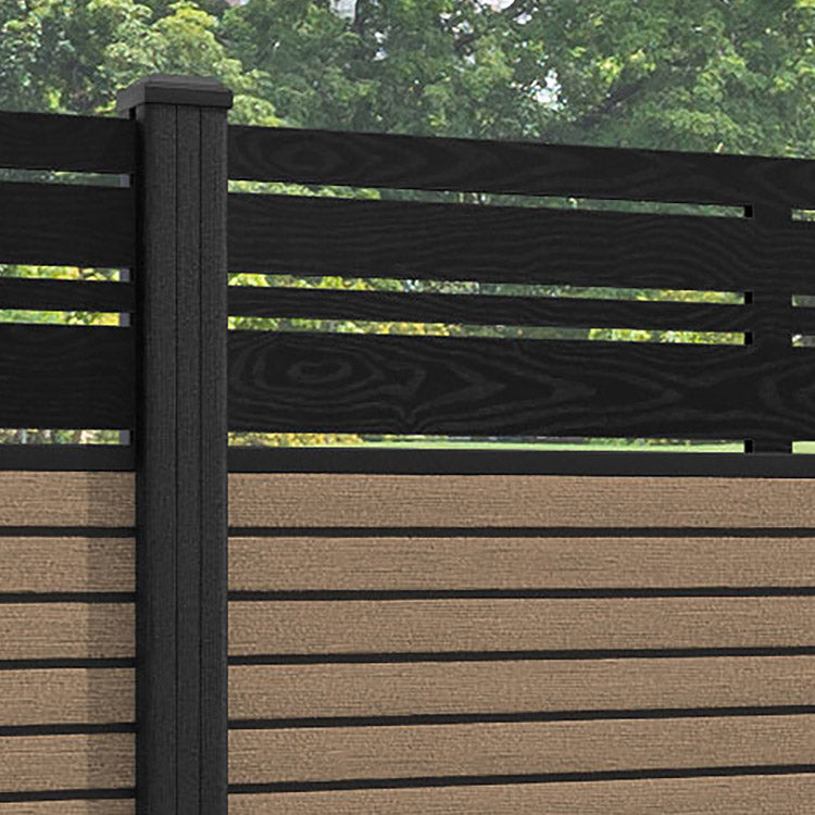 Hudson Linea Fence Panel - Teak - with our composite posts
