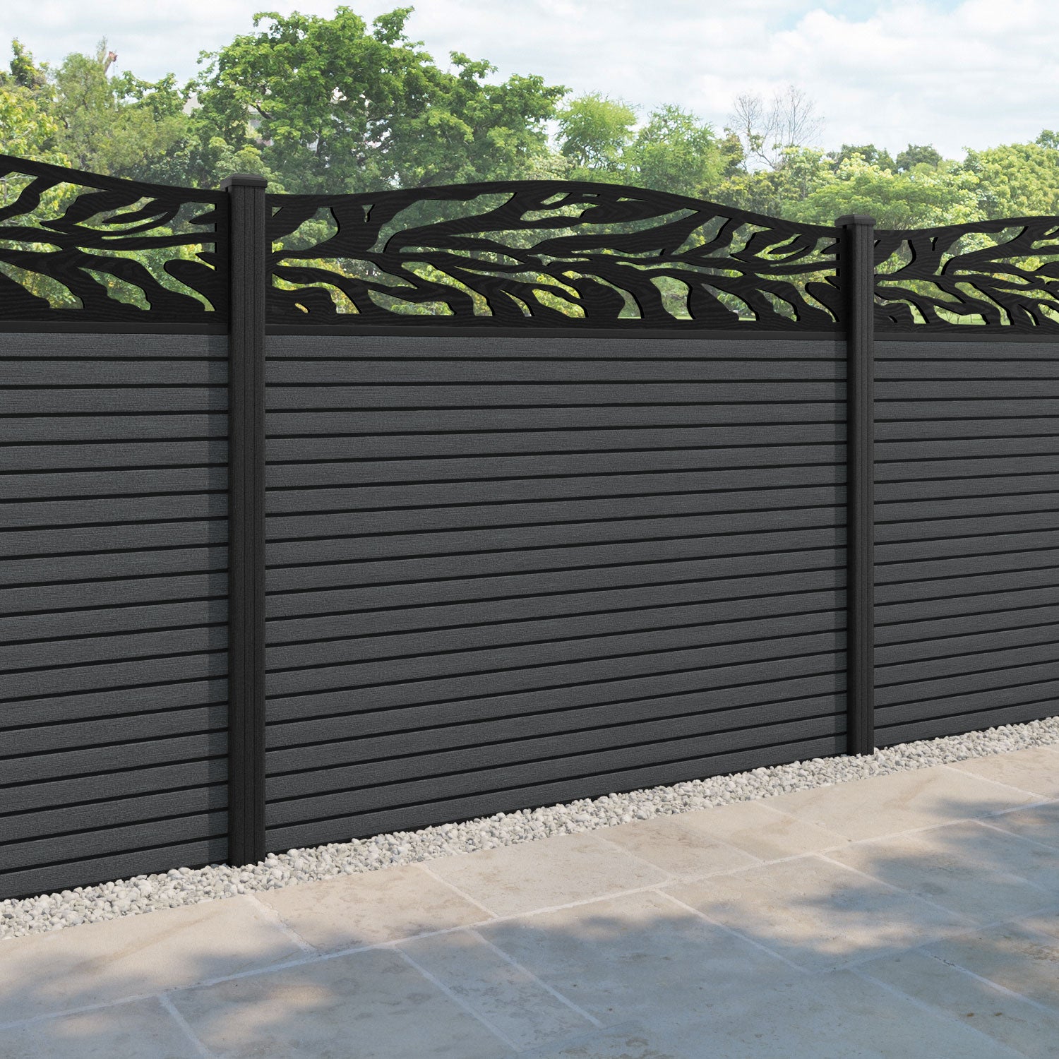 Hudson Malawi Curved Top Fence Panel - Dark Grey - with our composite posts