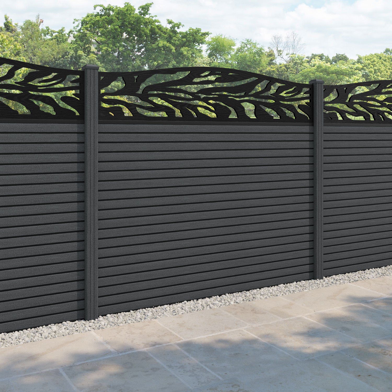 Hudson Malawi Curved Top Fence Panel - Dark Grey - with our composite posts