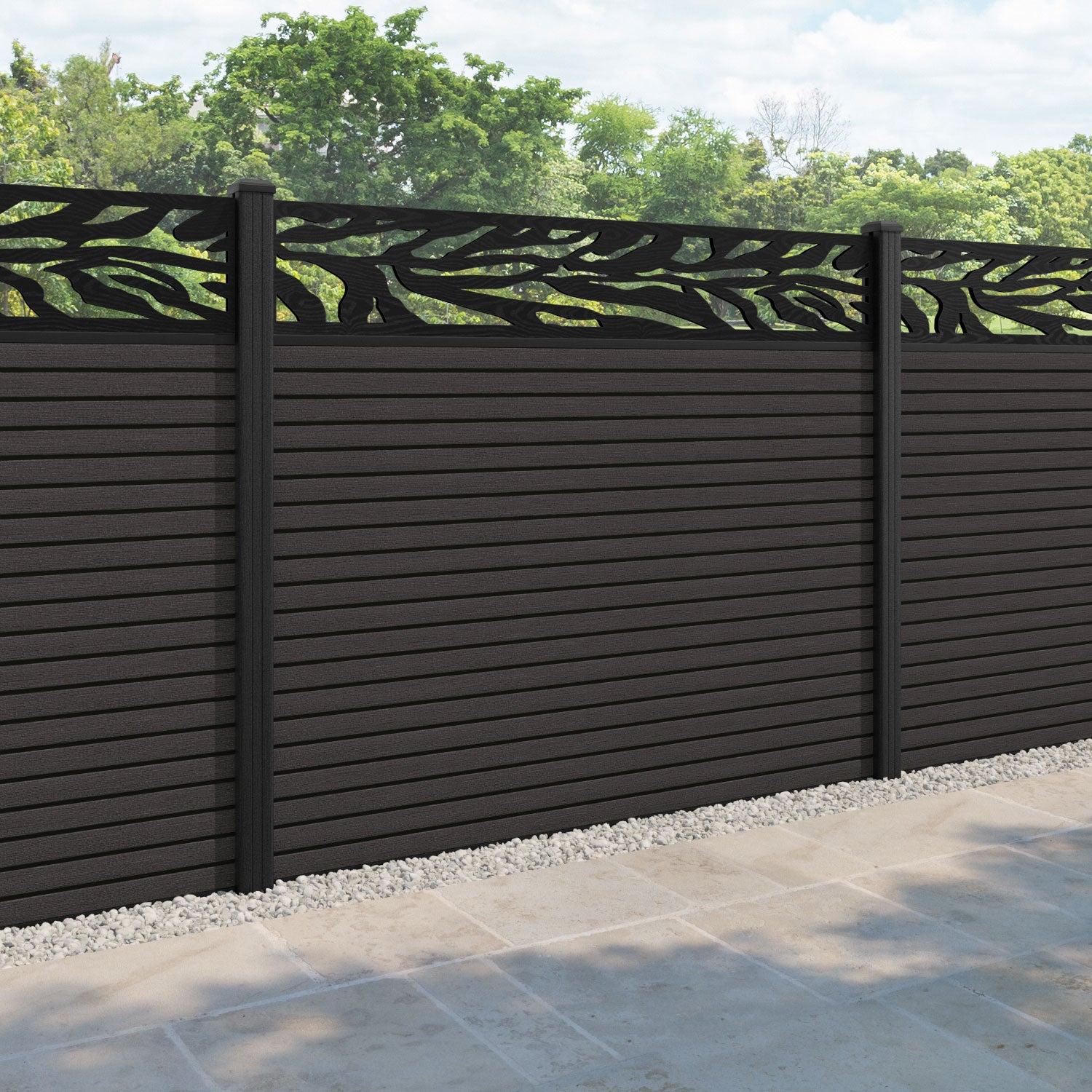 Hudson Malawi Fence Panel - Dark Oak - with our composite posts