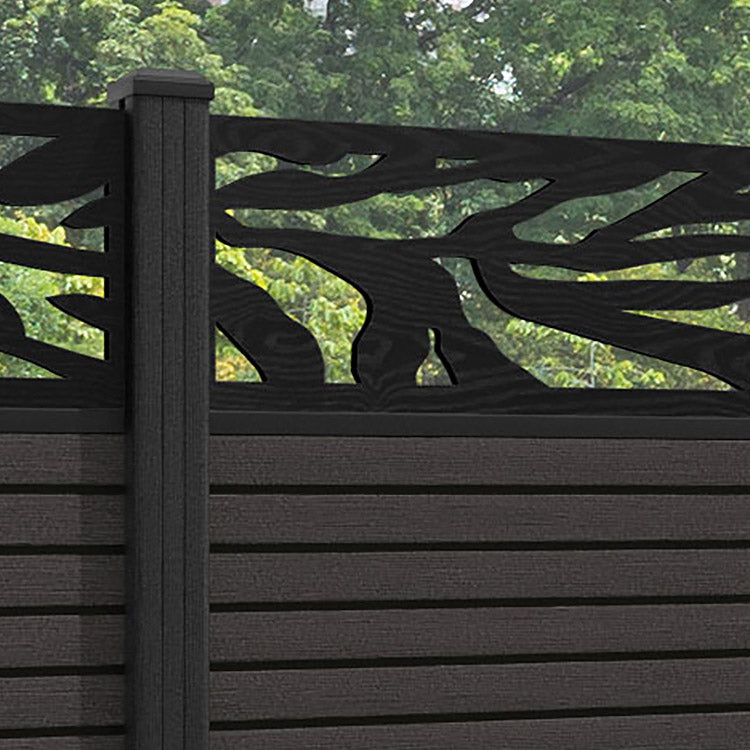 Hudson Malawi Fence Panel - Dark Oak - with our composite posts