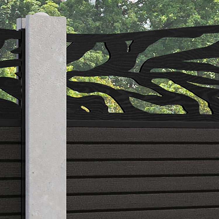 Hudson Malawi Curved Top Fence Panel - Dark Oak - for existing concrete posts