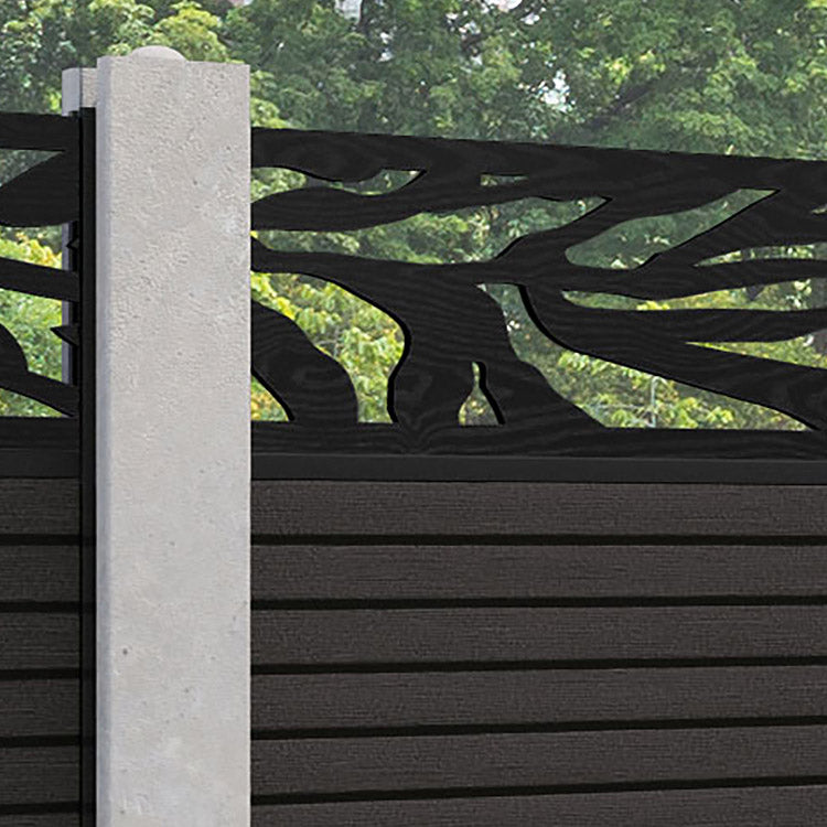 Hudson Malawi Fence Panel - Dark Oak - for existing concrete posts
