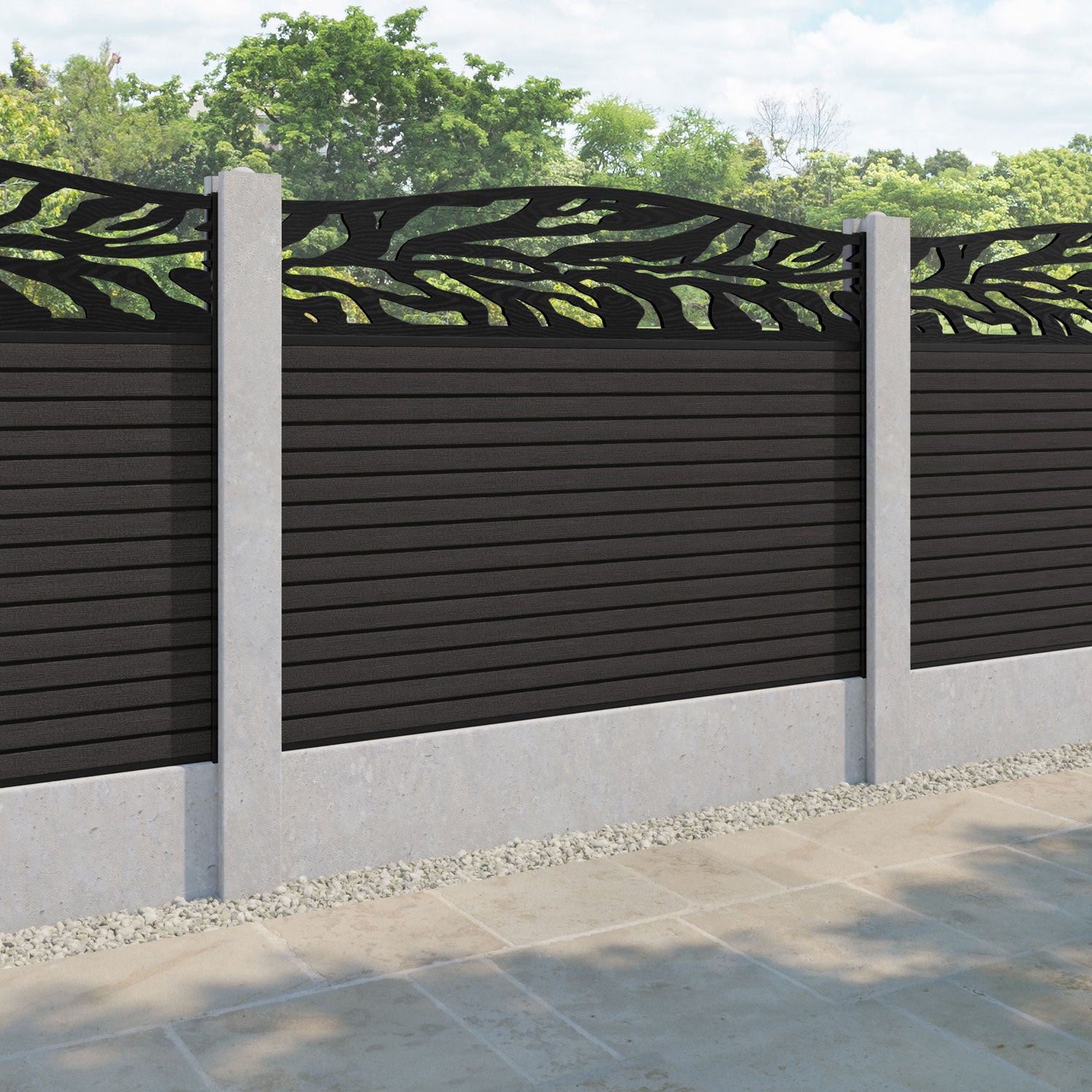 Hudson Malawi Curved Top Fence Panel - Dark Oak - for existing concrete posts