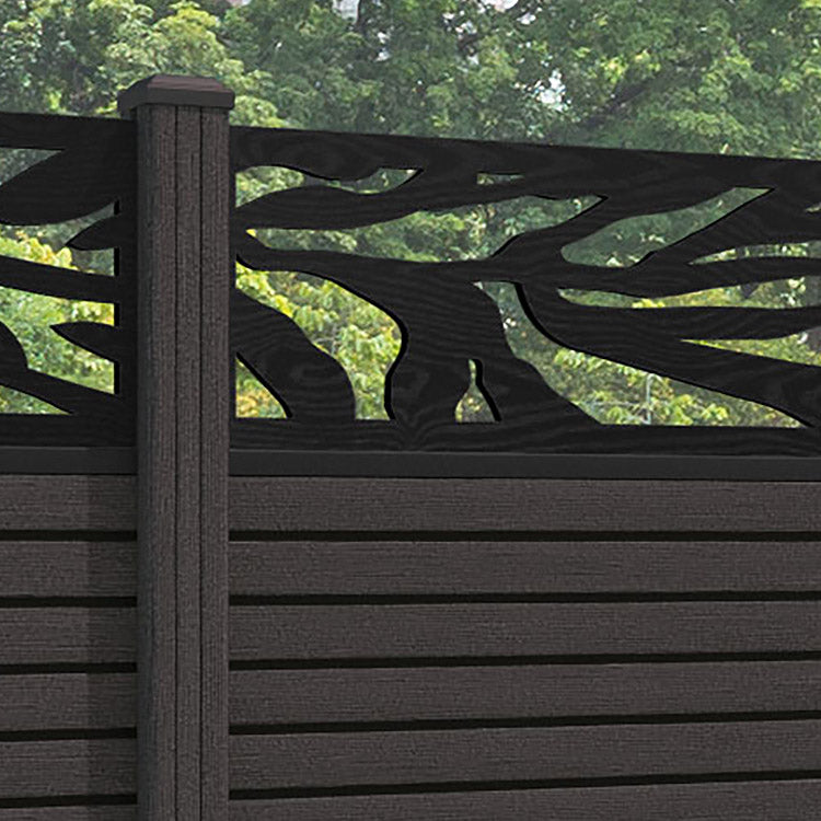 Hudson Malawi Fence Panel - Dark Oak - with our composite posts